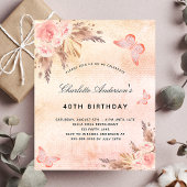 Birthday pampas grasvis blush vlinder budget flyer