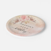 Birthday pampas graszoet roos goudmeel papieren bordje (Gekanteld)