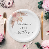 Birthday pampas graszoet roos goudmeel papieren bordje