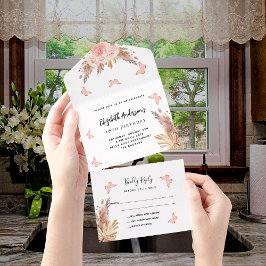 Birthday pampas roos gold butefly florals RSVP All In One Uitnodiging