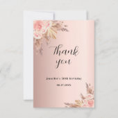 Birthday pampas roos goudflorals boho bedankkaart (Voorkant)