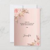 Birthday pampas roos goudflorals boho bedankkaart (Achterkant)