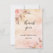 Birthday pampas roos goudflorals boho bedankkaart (Voorkant)