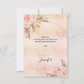 Birthday pampas roos goudflorals boho bedankkaart (Achterkant)