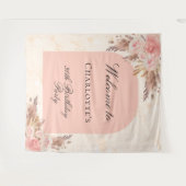 Birthday pampas roos goudmakreel welkom wandkleed (Voorkant (horizontaal))