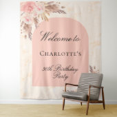 Birthday pampas roos goudmakreel welkom wandkleed (In situ)