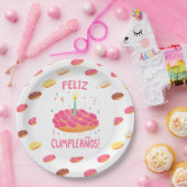 Birthday Pan Dulce Concha in het Spaans Papieren Bordje (Feest)