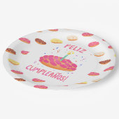 Birthday Pan Dulce Concha in het Spaans Papieren Bordje (Gekanteld)