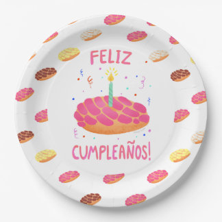 Birthday Pan Dulce Concha in het Spaans Papieren Bordje