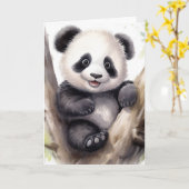 Birthday Panda Beer in Tree Kaart (Gele Bloem)