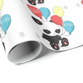 Birthday Panda met ballonnen Cadeaupapier (Rol Hoek)
