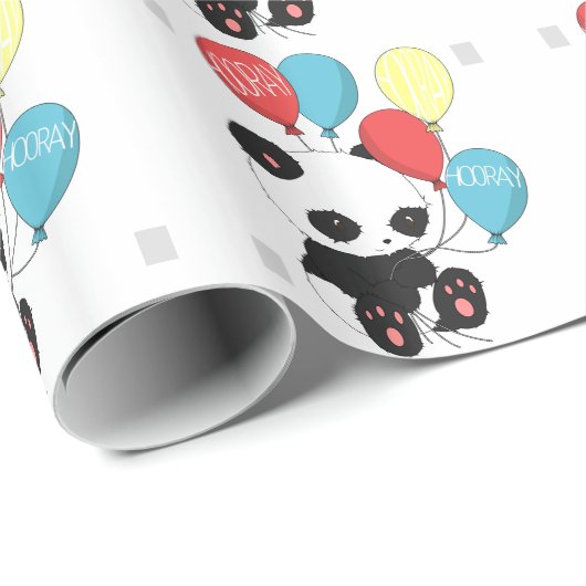 Birthday Panda met ballonnen Cadeaupapier (Rol Hoek)
