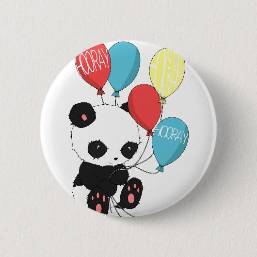 Birthday Panda met ballonnen Ronde Button 5,7 Cm (Voorkant)