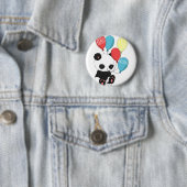 Birthday Panda met ballonnen Ronde Button 5,7 Cm (In situ)