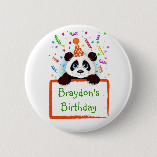 Birthday Panda Ronde Button 5,7 Cm (Voorkant)