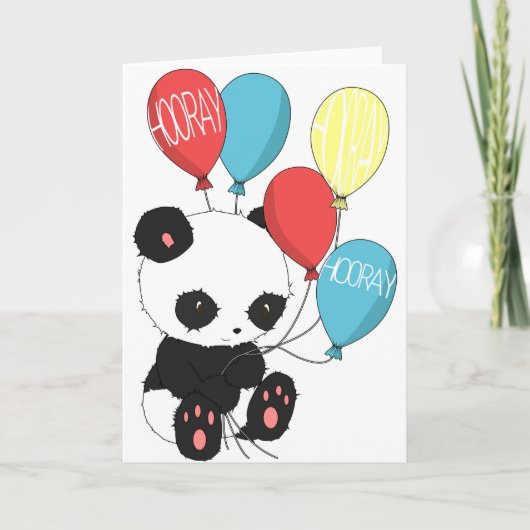 Birthday Panda with balloons Kaart (Voorkant)