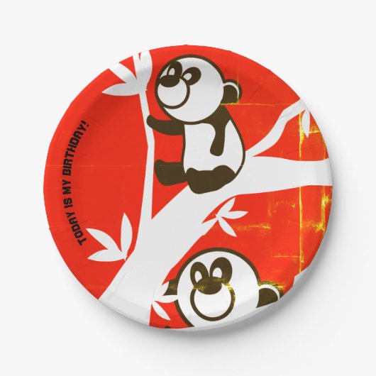Birthday Pandas Papieren Bordje (Voorkant)