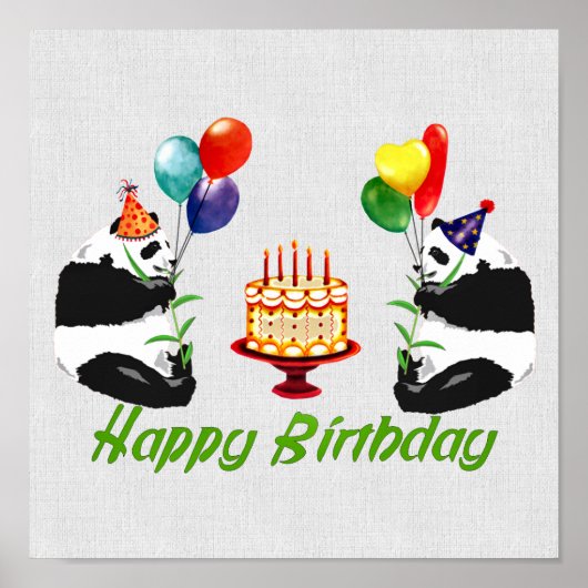 Birthday Pandas Poster (Voorkant)