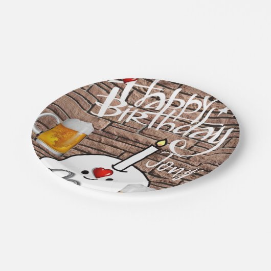 Birthday Paper Borden, bier Papieren Bordje (Gekanteld)