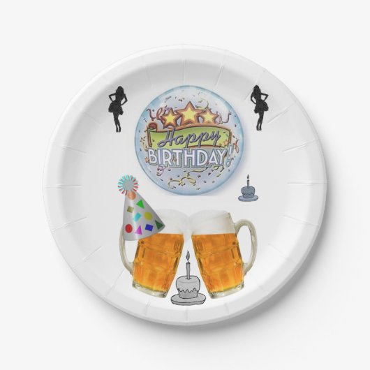 Birthday Paper Borden, bier Papieren Bordje (Voorkant)