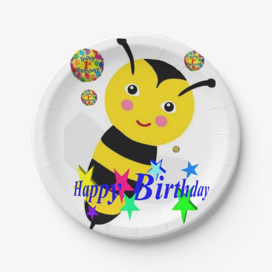 Birthday Paper Borden, Bumblebee Papieren Bordje (Voorkant)