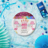 Birthday Paper Borden, Flamingo Papieren Bordje (Feest)