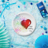 Birthday Paper Borden, Red Hearts Papieren Bordje (Feest)