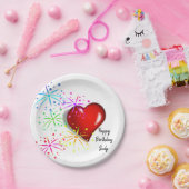 Birthday Paper Borden, Red Hearts Papieren Bordje (Feest)