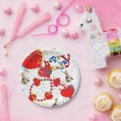 Birthday Paper Borden, Red Hearts Papieren Bordje (Feest)