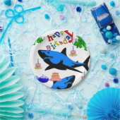 Birthday Paper Borden, Shark Papieren Bordje (Feest)
