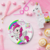 Birthday Paper Borden, Unicorn Papieren Bordje (Feest)