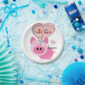 Birthday Paper Borden, Varkens Papieren Bordje (Feest)