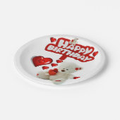 Birthday Paper Borden, White Teddy Bear Papieren Bordje (Gekanteld)