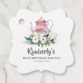 Birthday Par-Tea Floral Teapot Bedankjes Labels