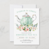 Birthday Par-Tea Tea Party Invitation Kaart (Voorkant)