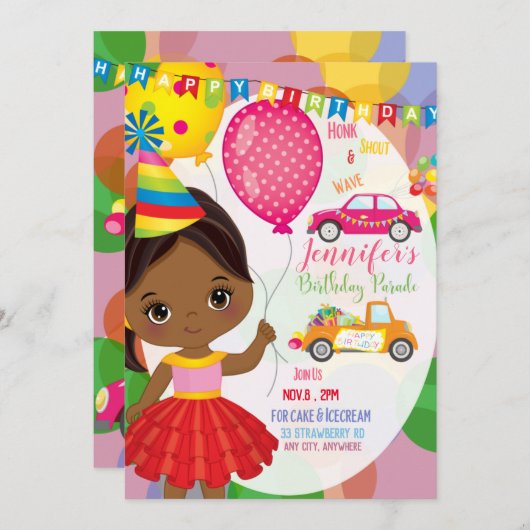 Birthday Parade Invitation Kaart (Voorkant / Achterkant)