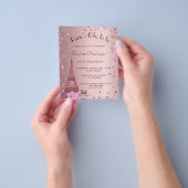 Birthday Paris blush roze Eiffel budget uitnodigin Flyer (Hand)