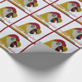 Birthday Parrot Head Collage Red Wrap Paper Cadeaupapier (Hoek)