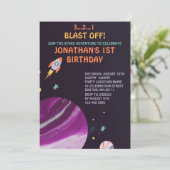 Birthday Partij buitenruimteraketten Kaart (Staand voorkant)