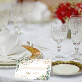 Birthday partij eucalyptus goudglitsstof plaatskaartje