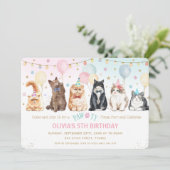 Birthday Partij I van de Schattige Pawty Cats Kaart (Staand voorkant)