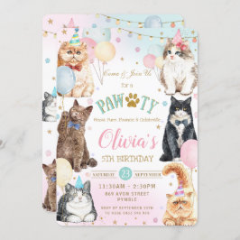 Birthday Partij I van de Schattige Pawty Cats Kaart