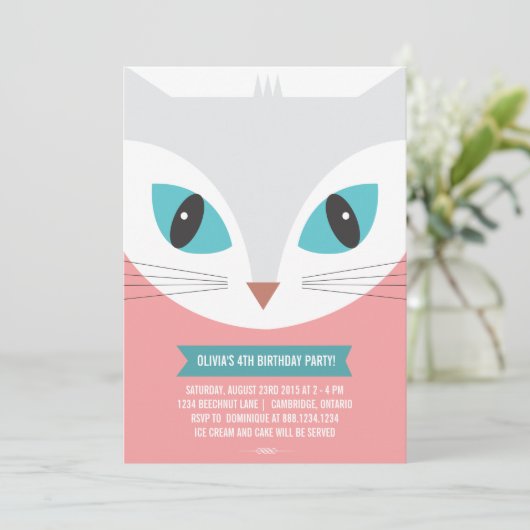 BIRTHDAY PARTIJ-INVITATIE BIJ WHIMSISCHE KINDEREN KAART (Staand voorkant)