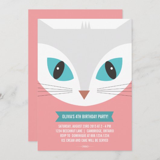 BIRTHDAY PARTIJ-INVITATIE BIJ WHIMSISCHE KINDEREN KAART (Voorkant / Achterkant)