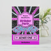 BIRTHDAY PARTIJ INVITATIE - BROADWAY TICKET STYLE KAART (Staand voorkant)