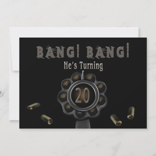 BIRTHDAY PARTIJ INVITATION - 20TH - BANG Pewter Kaart (Voorkant)