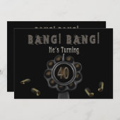 BIRTHDAY PARTIJ INVITATION - 40TH - BANG Pewter Kaart (Voorkant / Achterkant)