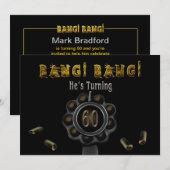 BIRTHDAY PARTIJ INVITATION - 60TH - BANG BANG! KAART (Voorkant / Achterkant)