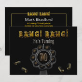 BIRTHDAY PARTIJ INVITATION - 70TH - BANG BANG! KAART (Voorkant / Achterkant)