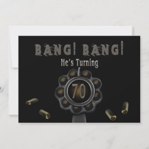 BIRTHDAY PARTIJ INVITATION - 70TH - BANG! Pewter Kaart